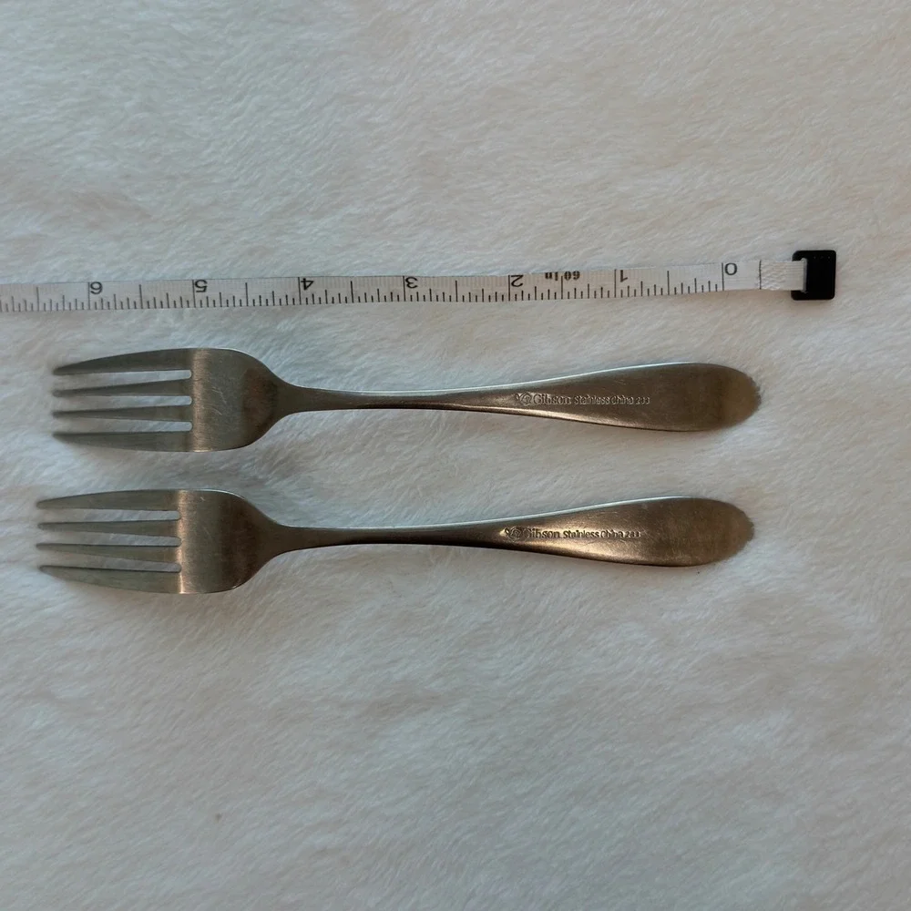 Gibson Salad Forks Set of 2 Silver Excellent Stainless Steel 6.25in Flatware